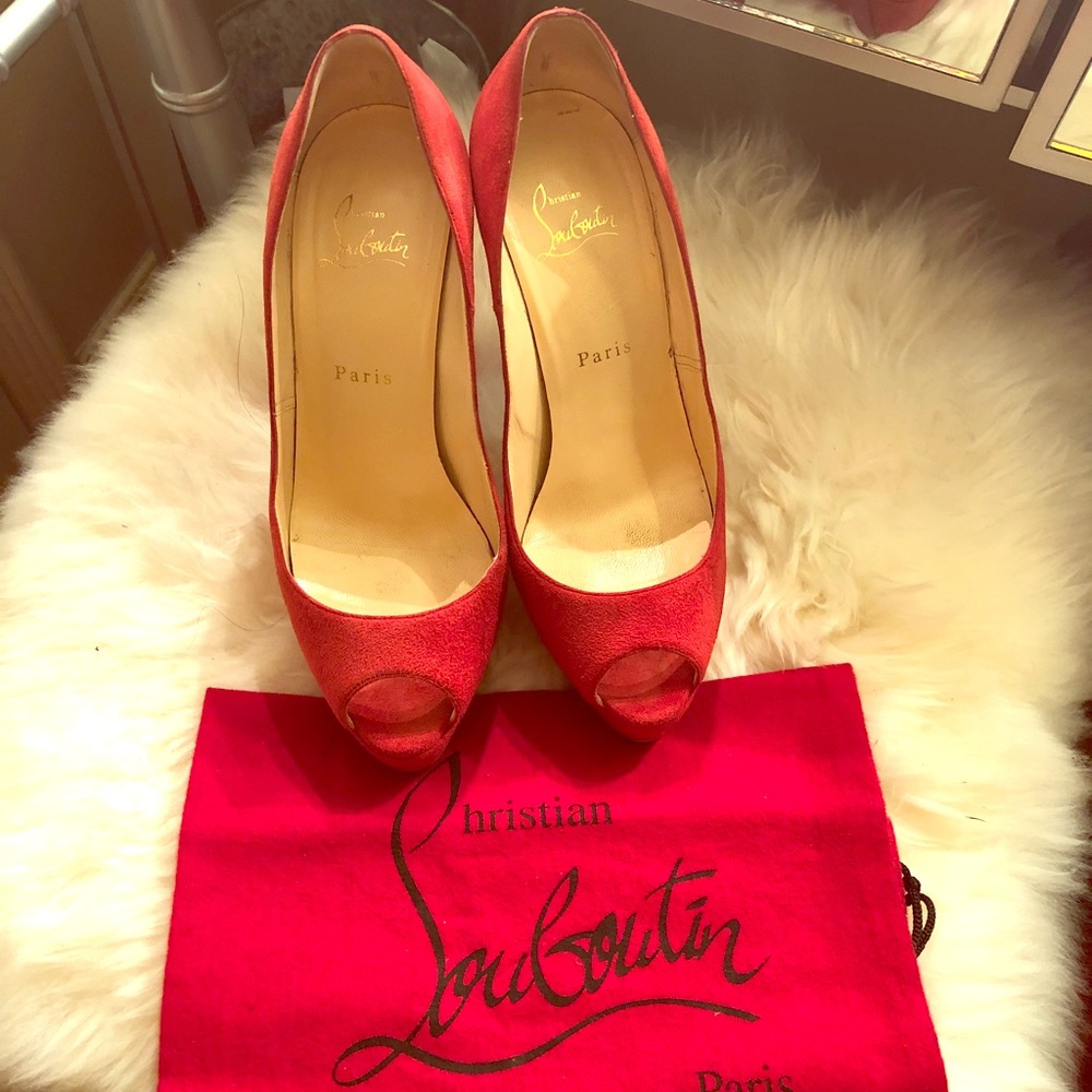Authentic Christian Louboutin Red Suede Heels